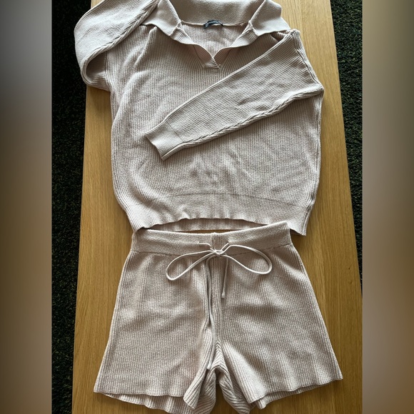 Cream Knit Lounge Set with Relaxed Fit - Picture 1 of 2